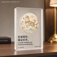 Plaque de récompense personnalisée en cristal du zodiaque chinois, imprimée UV, motif animal personnalisé, trophée cadeau avec logo