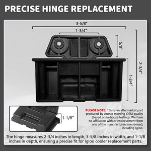 Igloo Cooler Hinge Replacement Parts 25 52 72 Qt Durable Black Plastic With Screws For BMX Coolers - Product Image 2