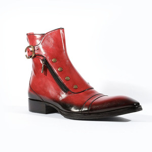 Botas Chukka de Cuero Genuino para Hombre, Color Rojo, Altura al Tobillo, Punta Puntiaguda, Cierre de Cremallera, Color Sólido, Suela de Goma, Entresuela de EVA, Venta al Por Mayor - Product Image 1