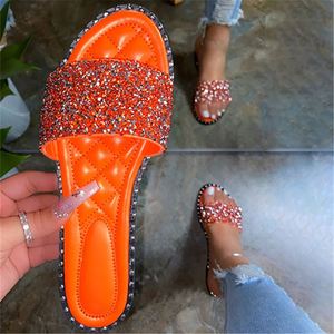 Sandales plates brillantes pour femmes, tongs d'été scintillantes, chaussures décontractées de plage - Product Image 1