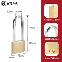 Cadenas de sécurité en laiton cuivre haute sécurité personnalisé OEM avec clé de déverrouillage longue manille en acier trempé anti-coupure solide