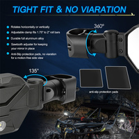 Kit de rétroviseurs latéraux universels pliables à LED transparentes pour UTV avec barre de protection ronde de 1,5 à 2,0 pouces ou cage de protection