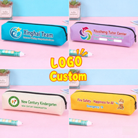 Pochette à crayons promotionnelle de couleur unie, impression de logo personnalisé, pochette à crayons portable avec fermeture éclair, rangement, cadeau pour étudiants, papeterie, lot en vrac