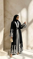 Abaya noire et blanche en dentelle, sur mesure OEM ODM, pour femmes, élégante, modeste, longue robe kimono musulmane, robe islamique de Dubaï, 1609 #
