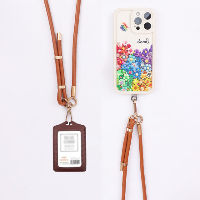 Adjustable Luxury Crossbody Bag Backpack Strap Anti-Lost Lanyard Fashionable Cartoon Outdoor Work Card Mobile Phone Case TPU