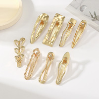 Lot de pinces à cheveux coréennes en métal doré, style vintage chic, avec nœuds torsadés, barrettes bec de canard pour franges et cheveux latéraux, accessoires pour femmes.