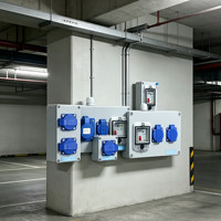 Boîte de distribution d'alimentation industrielle en cuivre ABS étanche IP67, 220V 16A, 5 prises, interrupteur de maintenance portable, utilisation en intérieur
