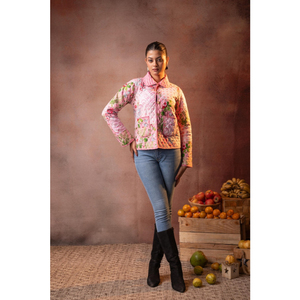 Floral Patchwork Quilted <b>Jacket</b> | Handmade Kantha Style Cotton Coat | Reversible Boho Winter <b>Jacket</b> for <b>Women</b> Outerwear - Product Image 1