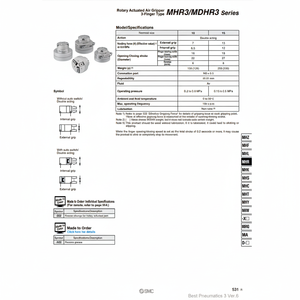 SMC Pneumatics MHR3-15R <b>Parallel</b> Style Air Gripper Articulated <b>Robots</b> Product - Product Image 1