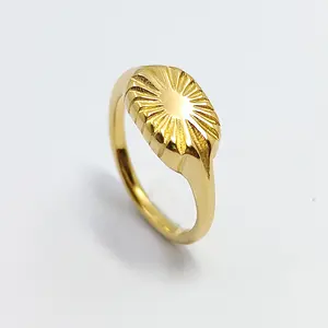 Men's Signet Ring Polished with Engraving Handmade Minimalist Modern Men's Jewellery from Chinese