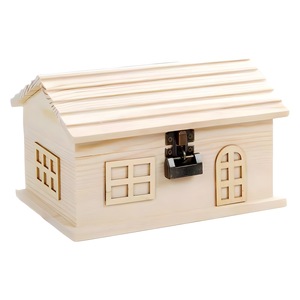 Wooden House Piggy Bank With Lock Small Size Desktop <b>Ornament</b> Gift Box For Children Money Storage - Product Image 5