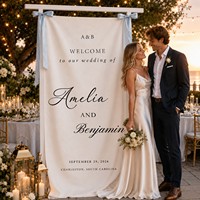 Letrero de Bienvenida de Tela Personalizado para Boda, Pancarta de Lino Personalizada para Boda, Pancarta de Bienvenida de Tela Moderna para Ceremonia y Recepción
