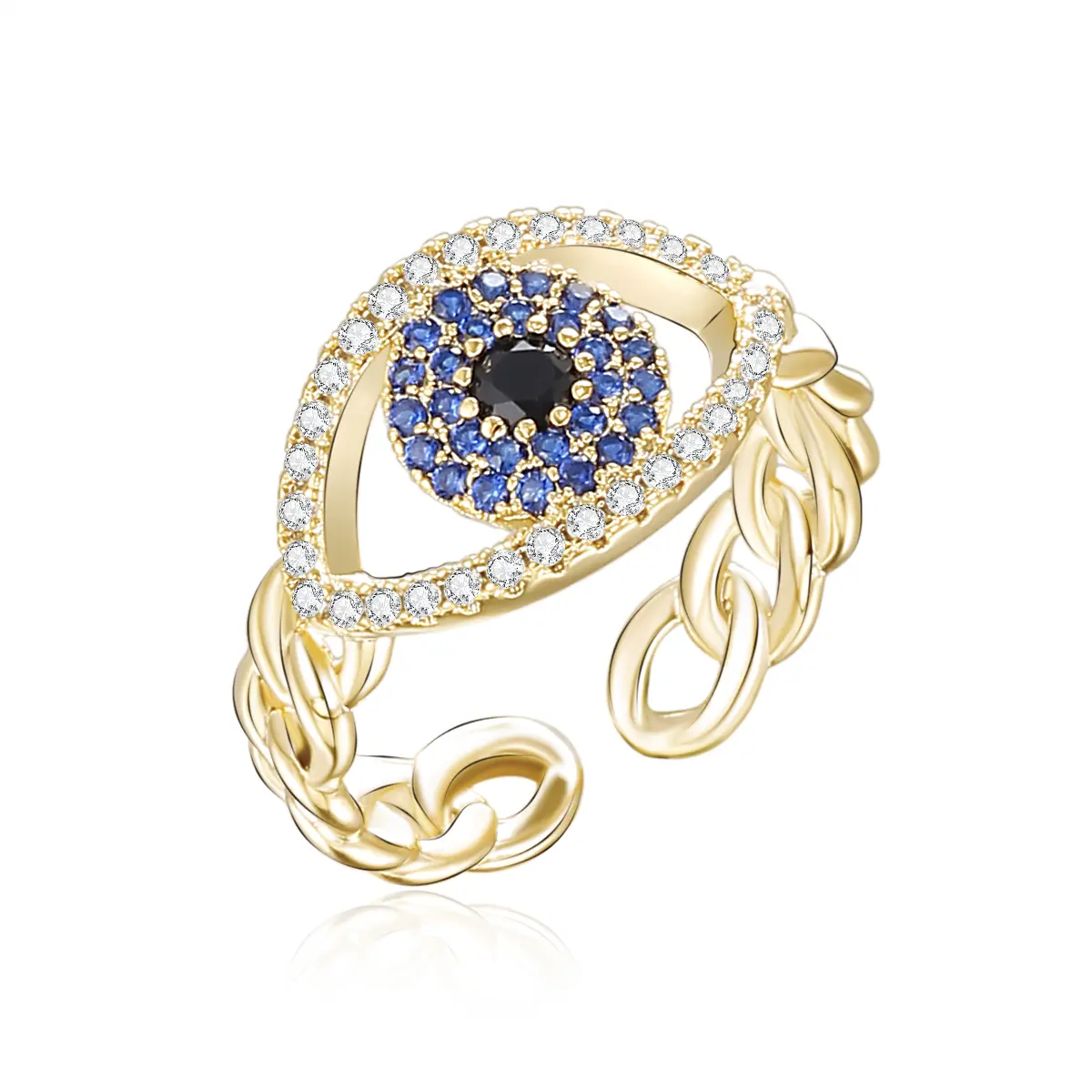 טרנדי אישית 18K זהב מצופה אמייל טבעות תכשיטי נשים יוקרה מעצב Ajustable להרחיב טבעת עין רעה טבעת