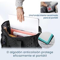 Sac à main pour ordinateur portable en nylon pour femmes, design tendance, noir, imperméable, multi-poches, 15,6 pouces
