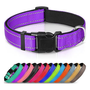 Kalung Anjing Sedang yang Dapat Disesuaikan, Berbahan Neoprene Lembut dan Berlapis, <span class=keywords><strong>Nylon</strong></span> Bernapas dengan Gesper ABS, Pola Reflektif Solid untuk Pelatihan - Product Image 1