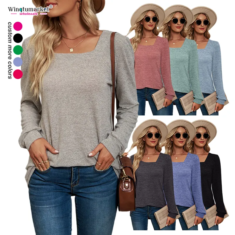 Casual blouses elegant ladies warm soft pullover winter fall puff sleeve sweatshirt tunic tops shirts blouse for women