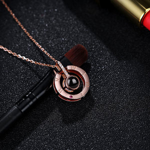 2020 Nuevo S925 Plata de ley 100 Idiomas Te amo Collar de proyección de explosión Mujer Colgante Joyas Cadena de clavícula - Product Image 6
