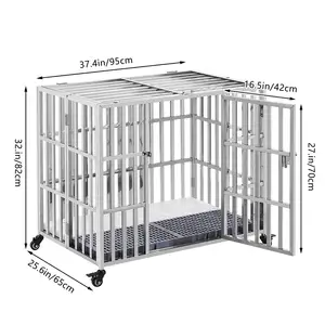 Zware Hondenkooi Sterke Metalen Kennel En Krat Voor Middelgrote En Grote Honden Pet Box Met Vier Wielen