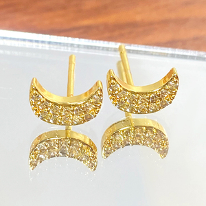 Pendientes Pequeños con Forma de Luna, Chapados en Oro de 18k, con Circonita Cúbica, Minimalistas, para Mujer, Venta al Por Mayor - Product Image 5