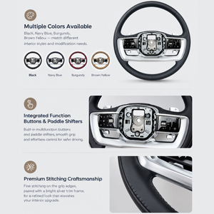 NaviHua สำหรับ Land Rover Range Rover Vogue 2015-2022 พวงมาลัยรถยนต์รุ่นใหม่ล่าสุด อัพเกรดจากแบบเก่าเป็นแบบใหม่ หนังและคาร์บอนไฟเบอร์ - Product Image 3