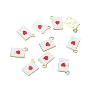 Pendentif carré en alliage de cartes à jouer, pour la fabrication de colliers, 10 pièces, couleurs mélangées, origine Jinhua AC1475 - Product Image 3