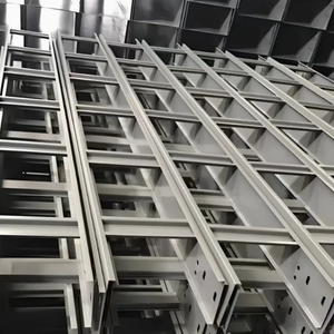 Goulotte de câblage en acier doux 100x50 galvanisée, légère, perforée, type échelle, pour la pose de câbles de construction, ISO - Product Image 4