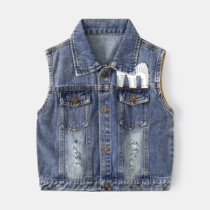 2023 <span class=keywords><strong>chaleco</strong></span> <span class=keywords><strong>vaquero</strong></span> informal para niños con estampado de dibujos animados al por mayor Street Trend prendas de vestir exteriores de moda para niños pequeños - Product Image 3