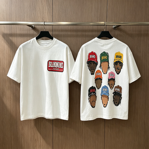 <span class=keywords><strong>T</strong></span>-shirt Homme Imprimé Double Face Hip Hop Multi-Portraits Graphiques Coupe Oversize Coton Col Rond Streetwear Décontracté - Product Image 1