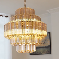 Lustre suspendu en verre cristal rond à cinq couches, design créatif et atmosphérique, idéal pour salon et salle à manger - Nouveauté export de luxe, vente chaude