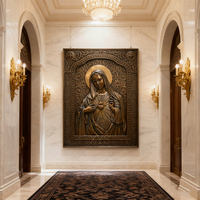 Décoration murale classique pour hall, panneau en relief sculpté sur mesure en bronze coulé à la cire perdue, représentant un chevalier, un cheval et un dragon, sculpture en bronze, statue