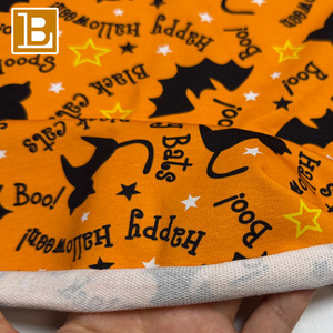 Tessuto Lavorato a Maglia BILU con Stampa Pipistrello Natalizio, 260gsm, 94% Cotone 6% SP, Traspirante, Tessuto Stampato Francese a Nido d'Ape per Abbigliamento Neonato - Product Image 3