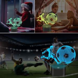 Lampe de table en forme de joueur de football, lampe de nuit LED USB en acrylique 3D, moderne, écologique, 16 couleurs, pour chambre à coucher - Product Image 3
