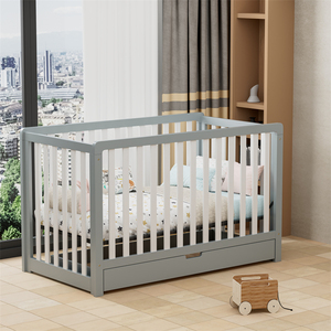 Cuna de Madera Ajustable en Altura para Bebé, Convertible en Sofá Cama con Cajón Grande, Venta al Por Mayor - Product Image 4