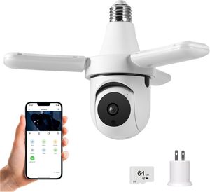 กล้องวงจรปิดภายในบ้านแบบพับได้สามใบพัด WAKADO ปี 2025 ความละเอียด 1080P 2MP หลอดไฟ E27 พร้อมไฟส่องสว่าง WiFi ในตัว รองรับเสียงสองทาง PTZ - Product Image 1
