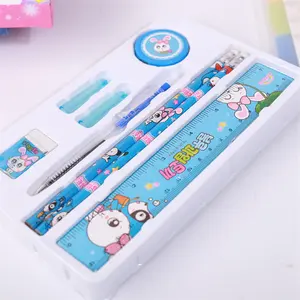 2023-2024 Hottest Back to school supplies wholesale gift stationery Cartoon animals print pencil eraser sharpener set for girls