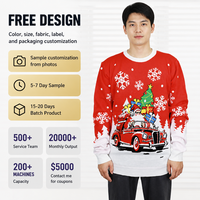 Pull en tricot pour homme FNJIA, tissu acrylique, pull de Noël, motif Père Noël, vêtements de fête, personnalisation OEM disponible