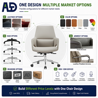 Chaise de bureau de direction Aston S-080B, moderne, luxueuse, ergonomique, dossier haut, cuir véritable, hauteur réglable, pivotante, structure chromée