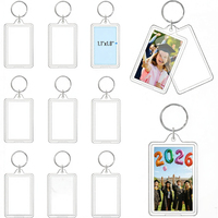 Porte-clés rectangulaire léger en acrylique numérique pour photo (1,3x2 pouces) – Mini cadre photo transparent personnalisable DIY