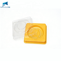Conteneur individuel pour gâteaux de lune en plastique PET avec fenêtre transparente et base dorée, personnalisable avec logo OEM, boîte de rangement pour desserts, fabricant en gros