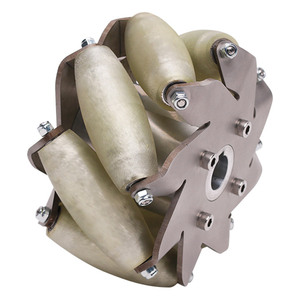 Set roda Mecanum baja tahan karat 127mm dengan rol PU 14190 roda Mecanum 5 inci - Product Image 1