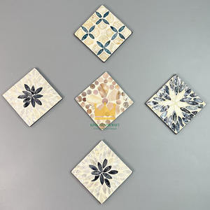 Mantel individual cuadrado de ratán artesanal personalizable, moderno y ecológico, con incrustaciones de perlas de lujo, para mesa de comedor, posavasos hecho a mano - Product Image 1