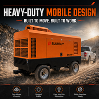 Compresseur d'air à vis diesel portable BLURBLY BC600 600CFM 17Bar 153kW avec moteur Cummins pour l'exploitation minière et le forage DTH