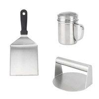 Ensemble d'outils de cuisson en acier inoxydable pour barbecue, accessoires de barbecue, presse-viande, couvercle de cuisson pour braisage, spatule Teppanyaki, spatule de cuisine, outil d'assaisonnement