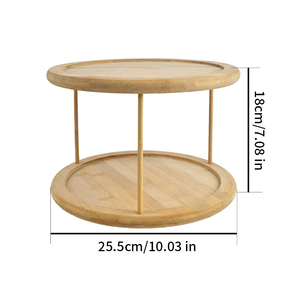 Plateau tournant Lazy Susan à 2 niveaux en bambou, organisateur rotatif à 360° pour armoire de cuisine, comptoir, rangement d'épices - Product Image 3