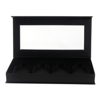 Boîte-cadeau d'emballage magnétique en carton papier noir personnalisé avec fenêtre transparente en pvc