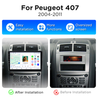 Junsun Radio Mobil Carplay Nirkabel 9” untuk Peugeot 407 2004-2011 Pemutar Multimedia Navigasi GPS Android Pemutar Video Android