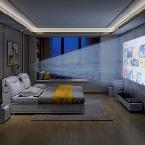 Ensemble de chambre à coucher moderne, lit en bois, fonction de massage et de rangement inclinable, meubles pour la maison, <span class=keywords><strong>villa</strong></span>, école, hôtel, hôpital - Product Image 5