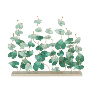 定制大型绿色叶子生动植树金属艺术品摆件桌子装饰