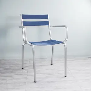 Outdoor Metal Chair Aluminium Patio Wooden Chair Restaurant Coffee Plaza Bar Stool Chair