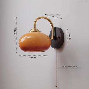 Nordic <b>Retro</b> Walnut Solid Wood LED <b>Wall</b> Lamp Modern Design Dimmable Glass Shade for Living Room Bedroom Staircase - Product Image 4